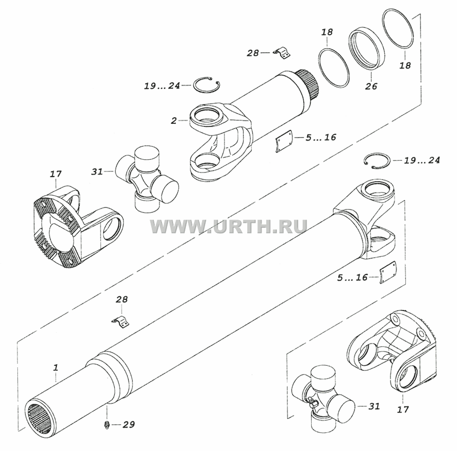 6520-2205011-10 Вал карданный среднего моста